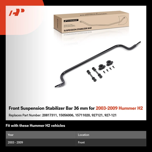 Front Suspension Stabilizer Bar 36 mm for 2003-2009 Hummer H2