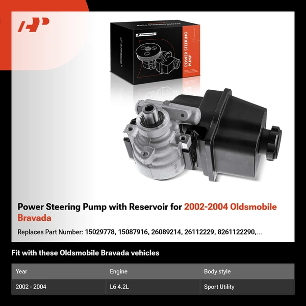 Power Steering Pump with Reservoir for 2002-2004 Oldsmobile Bravada