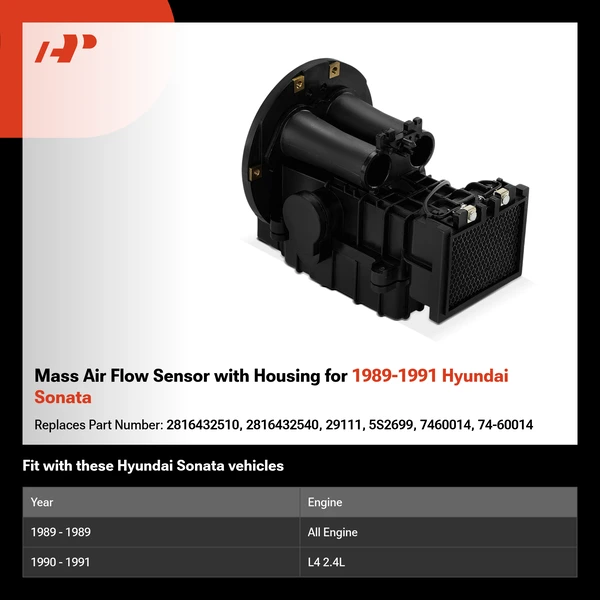 Mass Air Flow Sensor with Housing for 1989-1991 Hyundai Sonata