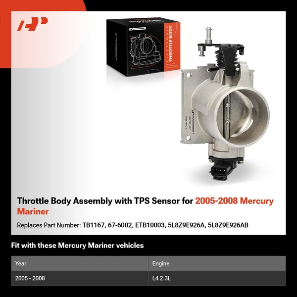 Throttle Body Assembly with TPS Sensor for 2005-2008 Mercury Mariner