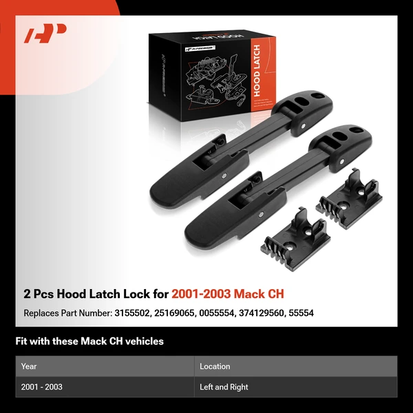 2 Pcs Hood Latch Lock for 2001-2003 Mack CH