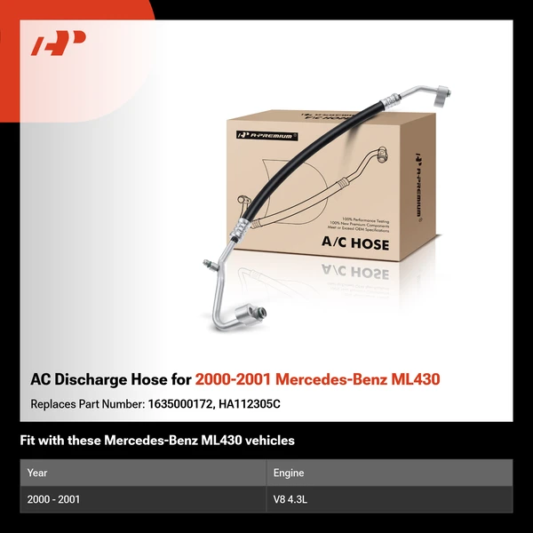 AC Discharge Hose for 2000-2001 Mercedes-Benz ML430