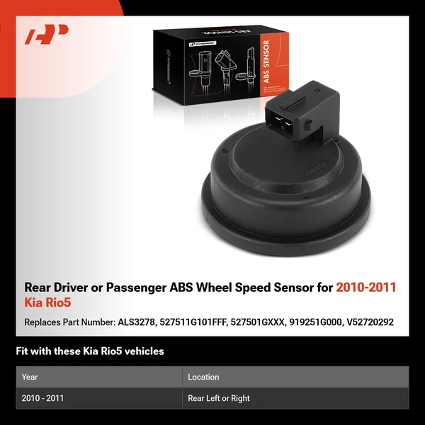 Rear Driver or Passenger ABS Wheel Speed Sensor for 2010-2011 Kia Rio5