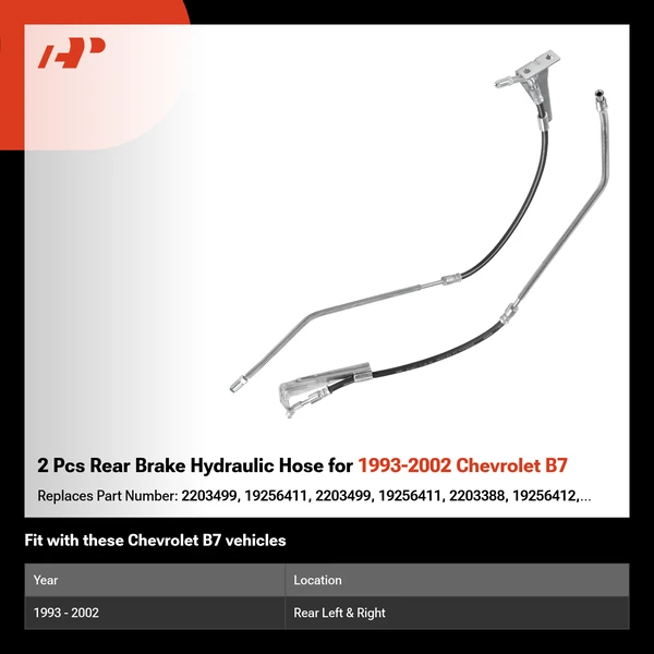 2 Pcs Rear Brake Hydraulic Hose for 1993-2002 Chevrolet B7