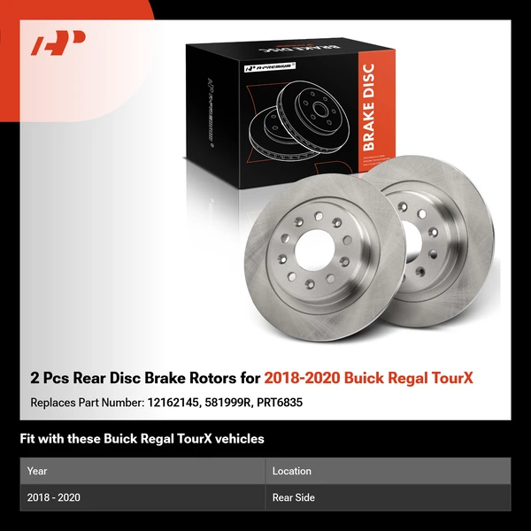 2 Pcs Rear Disc Brake Rotors for 2018-2020 Buick Regal TourX