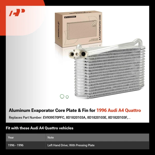 Aluminum Evaporator Core Plate & Fin for 1996 Audi A4 Quattro