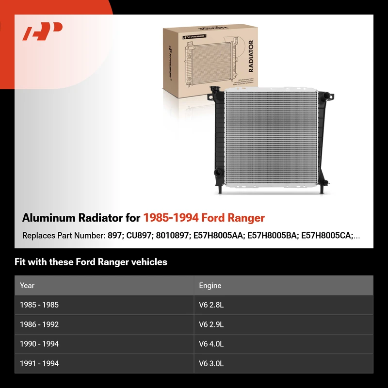 Aluminum Radiator for 1985-1994 Ford Ranger