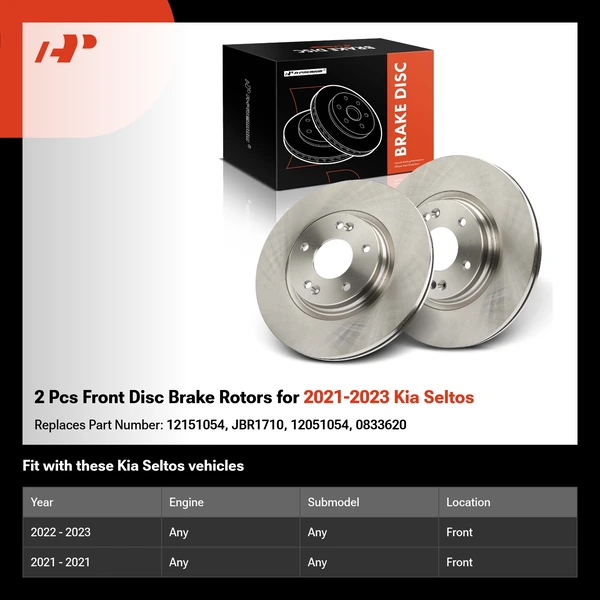 2 Pcs Front Disc Brake Rotors for 2021-2023 Kia Seltos