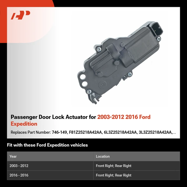 Passenger Door Lock Actuator for 2003-2012 2016 Ford Expedition