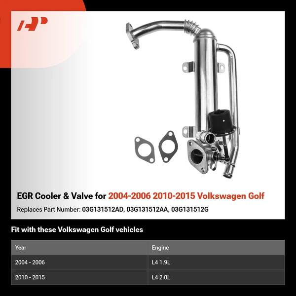EGR Cooler & Valve for 2004-2006 2010-2015 Volkswagen Golf