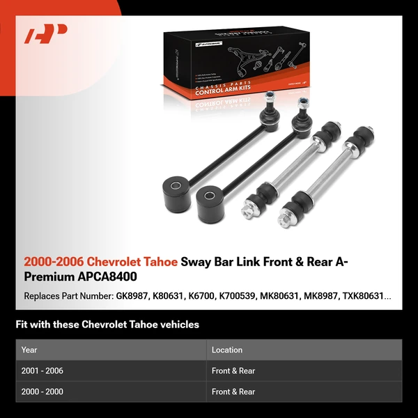 2000-2006 Chevrolet Tahoe Sway Bar Link Front & Rear A-Premium APCA8400
