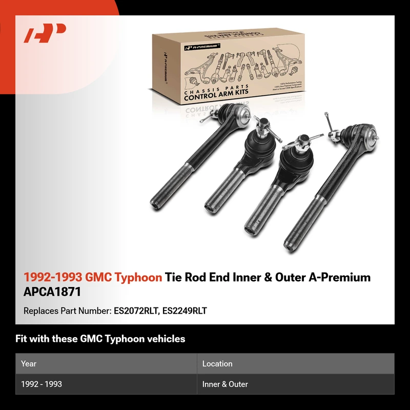 1992-1993 GMC Typhoon Tie Rod End Inner & Outer A-Premium APCA1871