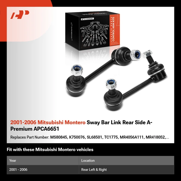 2001-2006 Mitsubishi Montero Sway Bar Link Rear Side A-Premium APCA6651