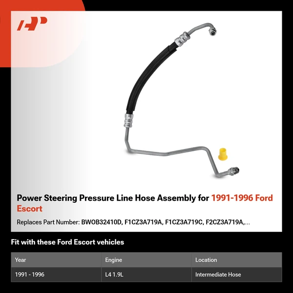 Power Steering Pressure Line Hose Assembly for 1991-1996 Ford Escort