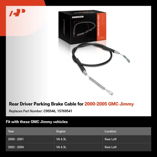Rear Driver Parking Brake Cable for 2000-2005 GMC Jimmy