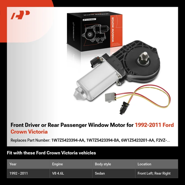 Front Driver or Rear Passenger Window Motor for 1992-2011 Ford Crown Victoria