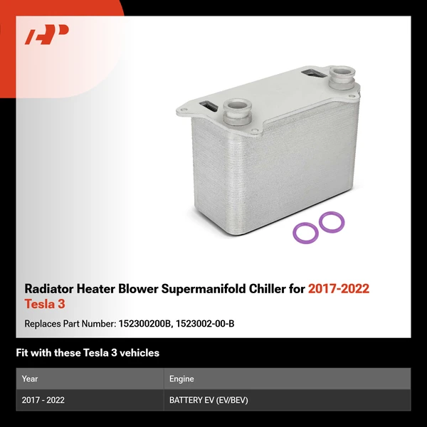 Radiator Heater Blower Supermanifold Chiller for 2017-2022 Tesla 3
