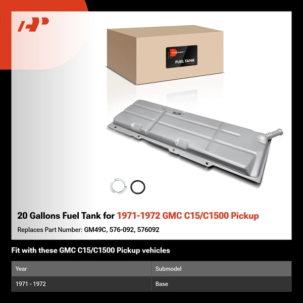 20 Gallons Fuel Tank for 1971-1972 GMC C15/C1500 Pickup