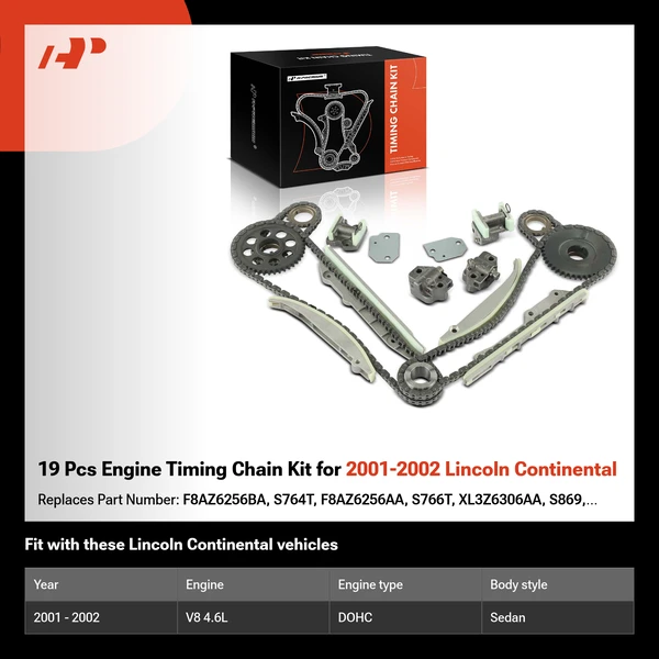 19 Pcs Engine Timing Chain Kit for 2001-2002 Lincoln Continental