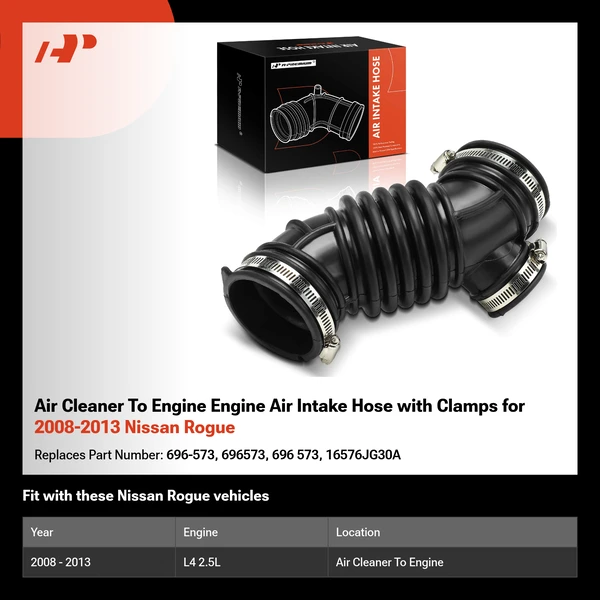 Air Cleaner To Engine Engine Air Intake Hose with Clamps for 2008-2013 Nissan Rogue