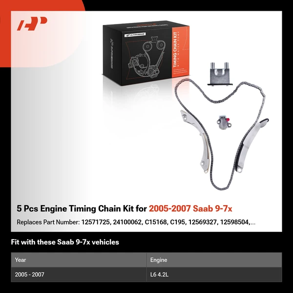 5 Pcs Engine Timing Chain Kit for 2005-2007 Saab 9-7x