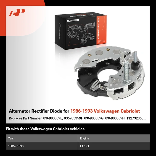 Alternator Rectifier Diode for 1986-1993 Volkswagen Cabriolet