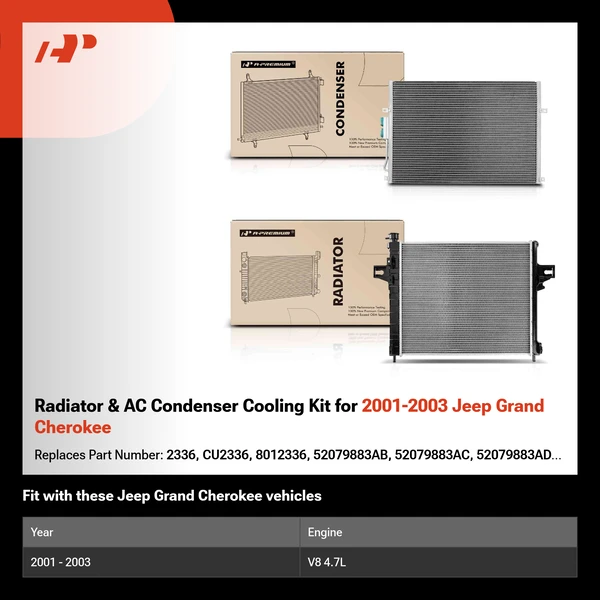 Radiator & AC Condenser Cooling Kit for 2001-2003 Jeep Grand Cherokee