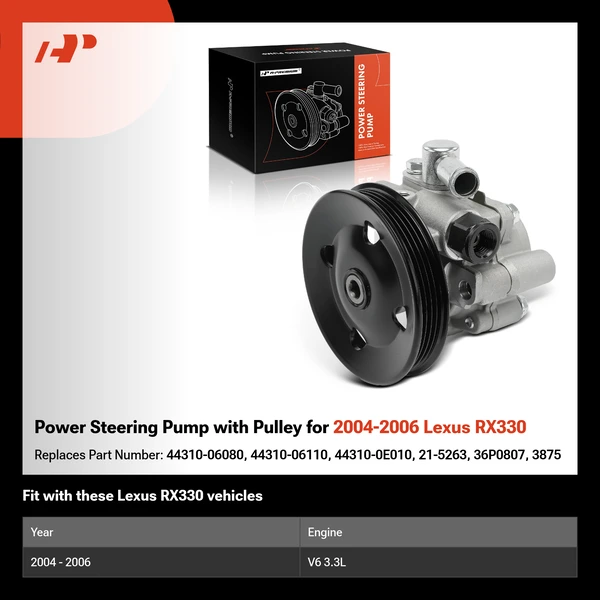 Power Steering Pump with Pulley for 2004-2006 Lexus RX330