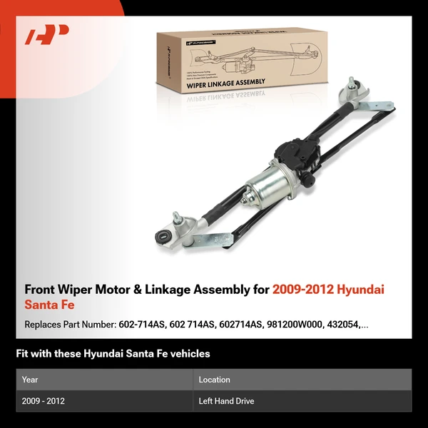 Front Wiper Motor & Linkage Assembly for 2009-2012 Hyundai Santa Fe