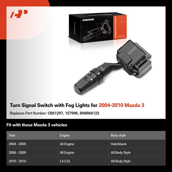Turn Signal Switch with Fog Lights for 2004-2010 Mazda 3