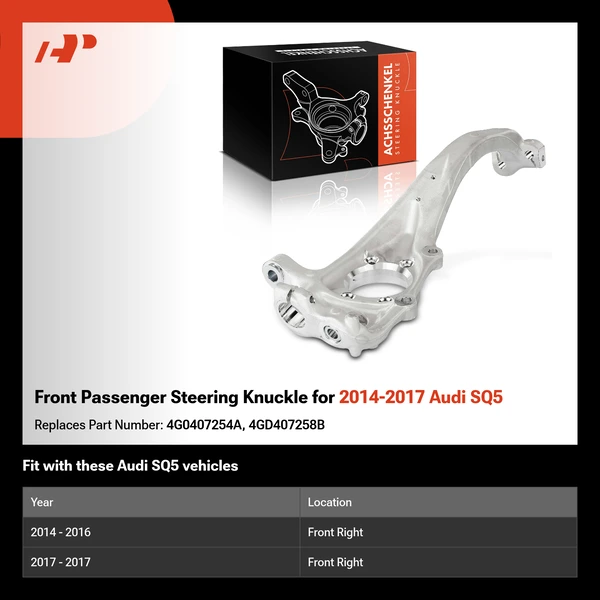 Front Passenger Steering Knuckle for 2014-2017 Audi SQ5