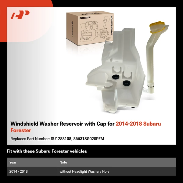 Windshield Washer Reservoir with Cap for 2014-2018 Subaru Forester