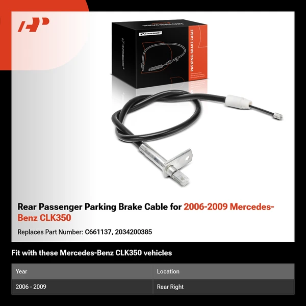 Rear Passenger Parking Brake Cable for 2006-2009 Mercedes-Benz CLK350