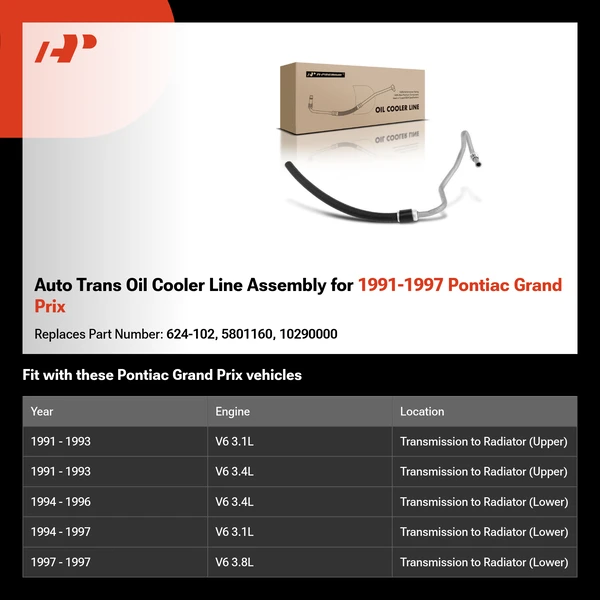 Auto Trans Oil Cooler Line Assembly for 1991-1997 Pontiac Grand Prix