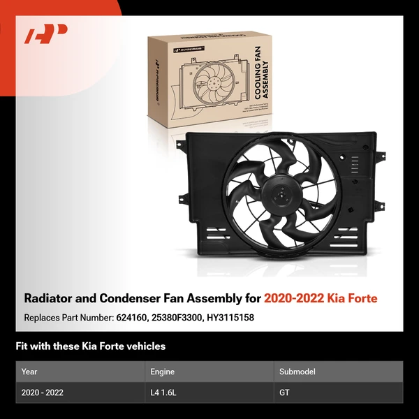 Radiator and Condenser Fan Assembly for 2020-2022 Kia Forte