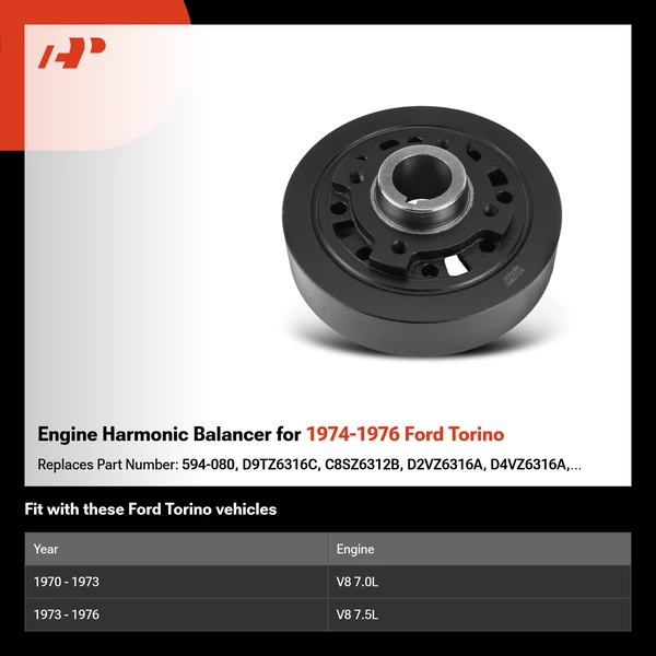 Engine Harmonic Balancer for 1974-1976 Ford Torino