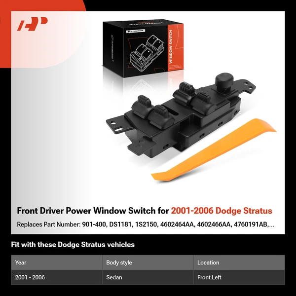 Front Driver Power Window Switch for 2001-2006 Dodge Stratus