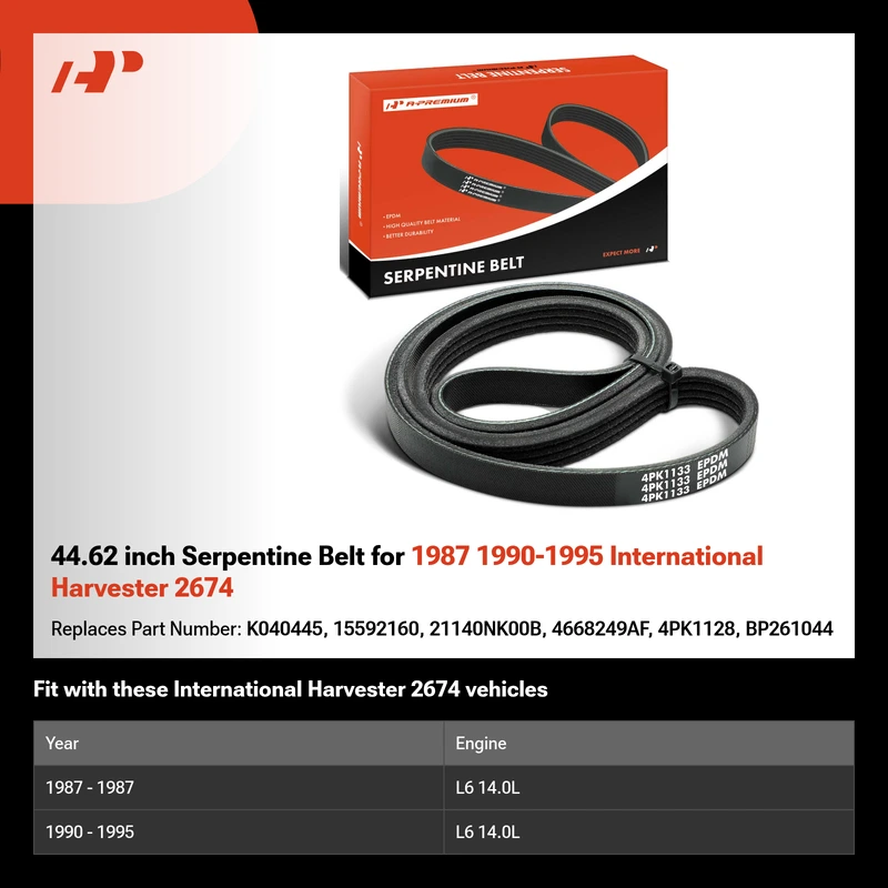 44.62 inch Serpentine Belt for 1987 1990-1995 International Harvester 2674