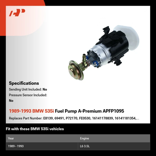 1989-1993 BMW 535i Fuel Pump A-Premium APFP1095