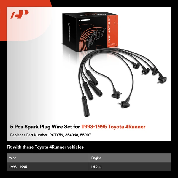 5 Pcs Spark Plug Wire Set for 1993-1995 Toyota 4Runner