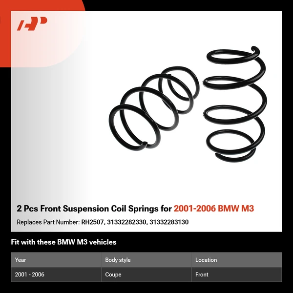 2 Pcs Front Suspension Coil Springs for 2001-2006 BMW M3