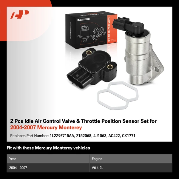 2 Pcs Idle Air Control Valve & Throttle Position Sensor Set for 2004-2007 Mercury Monterey