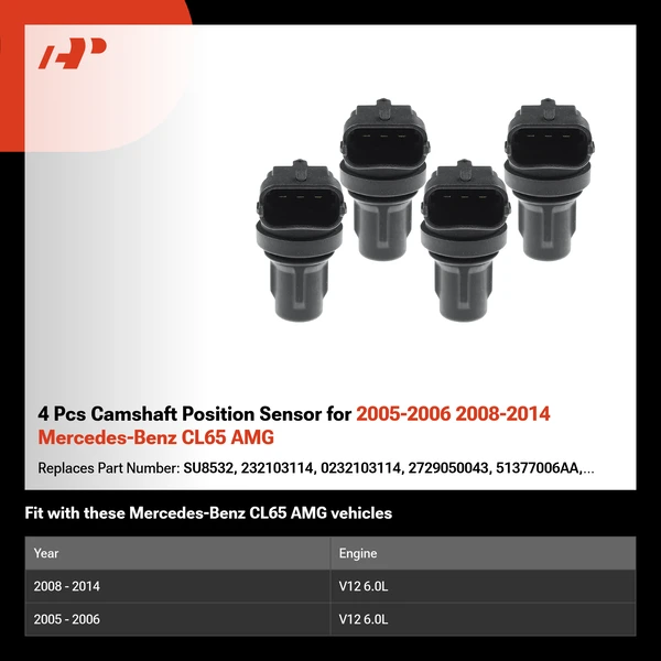 4 Pcs Camshaft Position Sensor for 2005-2006 2008-2014 Mercedes-Benz CL65 AMG
