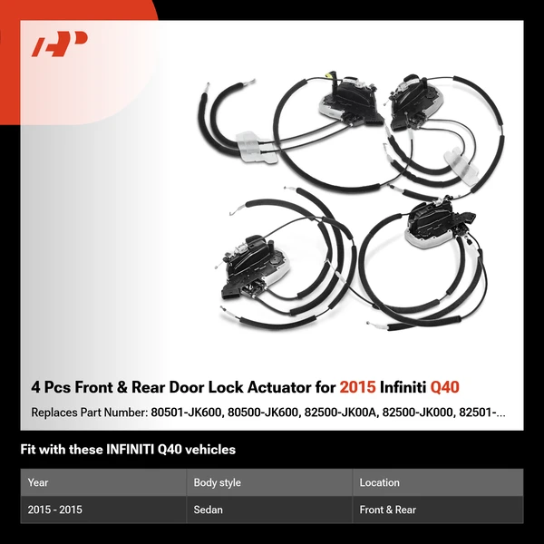 4 Pcs Front & Rear Door Lock Actuator for 2015 Infiniti Q40