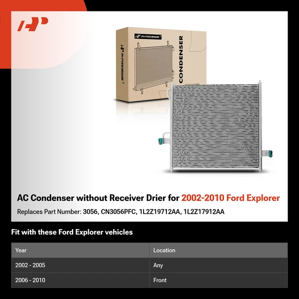 AC Condenser without Receiver Drier for 2002-2010 Ford Explorer