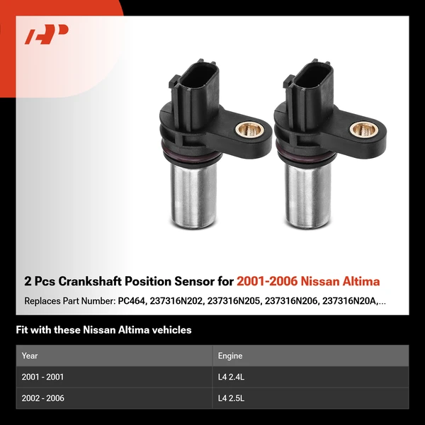 2 Pcs Crankshaft Position Sensor for 2001-2006 Nissan Altima