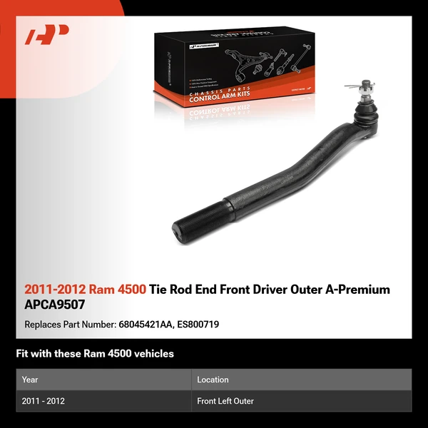 2011-2012 Ram 4500 Tie Rod End Front Driver Outer A-Premium APCA9507