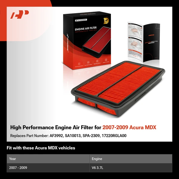 High Performance Engine Air Filter for 2007-2009 Acura MDX