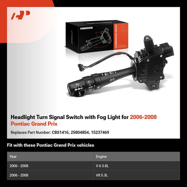 Headlight Turn Signal Switch with Fog Light for 2006-2008 Pontiac Grand Prix