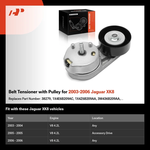 Belt Tensioner with Pulley for 2003-2006 Jaguar XK8
